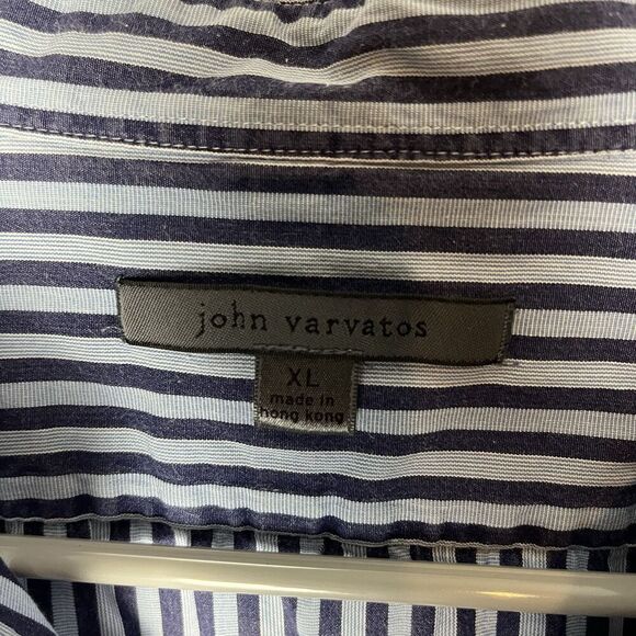 John Varatos Stripped Blue Button Down Shirt XL​ - Picture 3 of 7